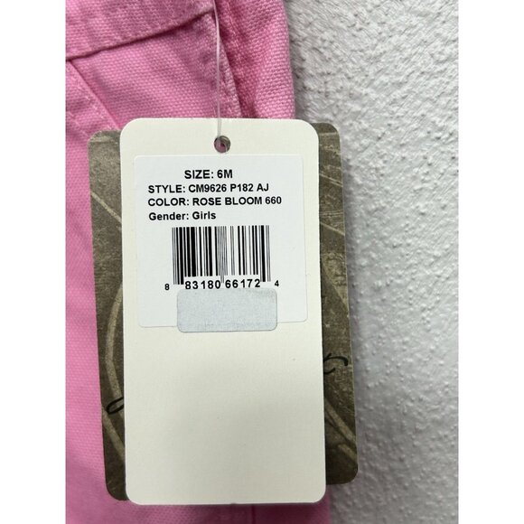 NWT Carhartt Girls Loose Fit Bib Canvas Overall Rose Bloom Pink (6M) 6 Month - Picture 4 of 5